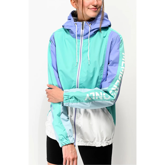Members Only Colorblock Teal & Lilac Windbreaker Jacket - Picture 1 of 12